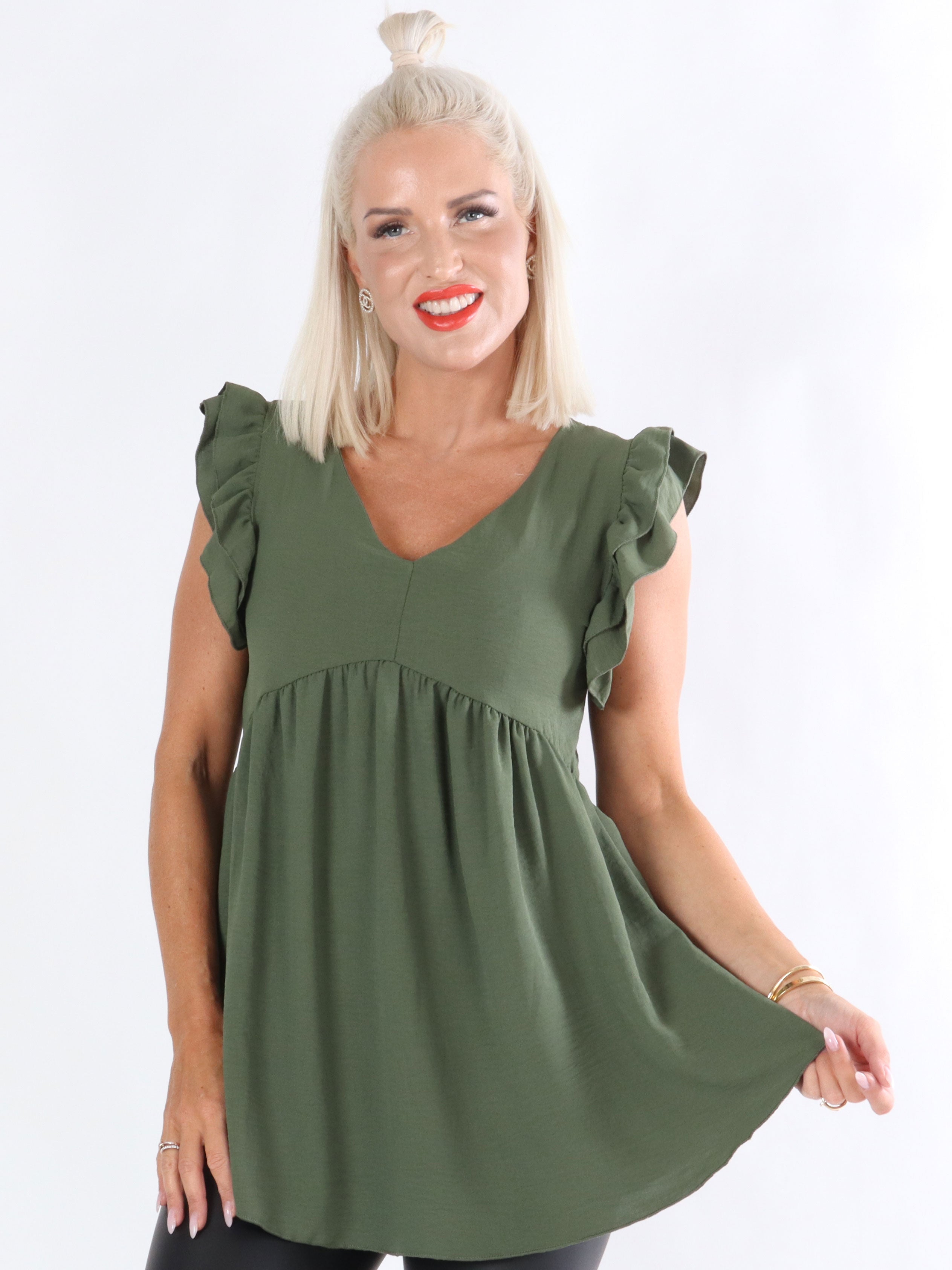 Majse - Tunika med sömnad under bröstet och fina volangärmar